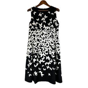 Talbots, Black & White, Butterfly, Sleeveless Dress, Size 16